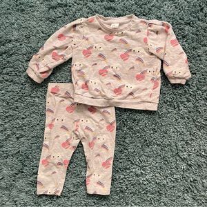 H&M Baby Rainbow & Cloud Print Matching Sweatsuit - Size 6-9 Months